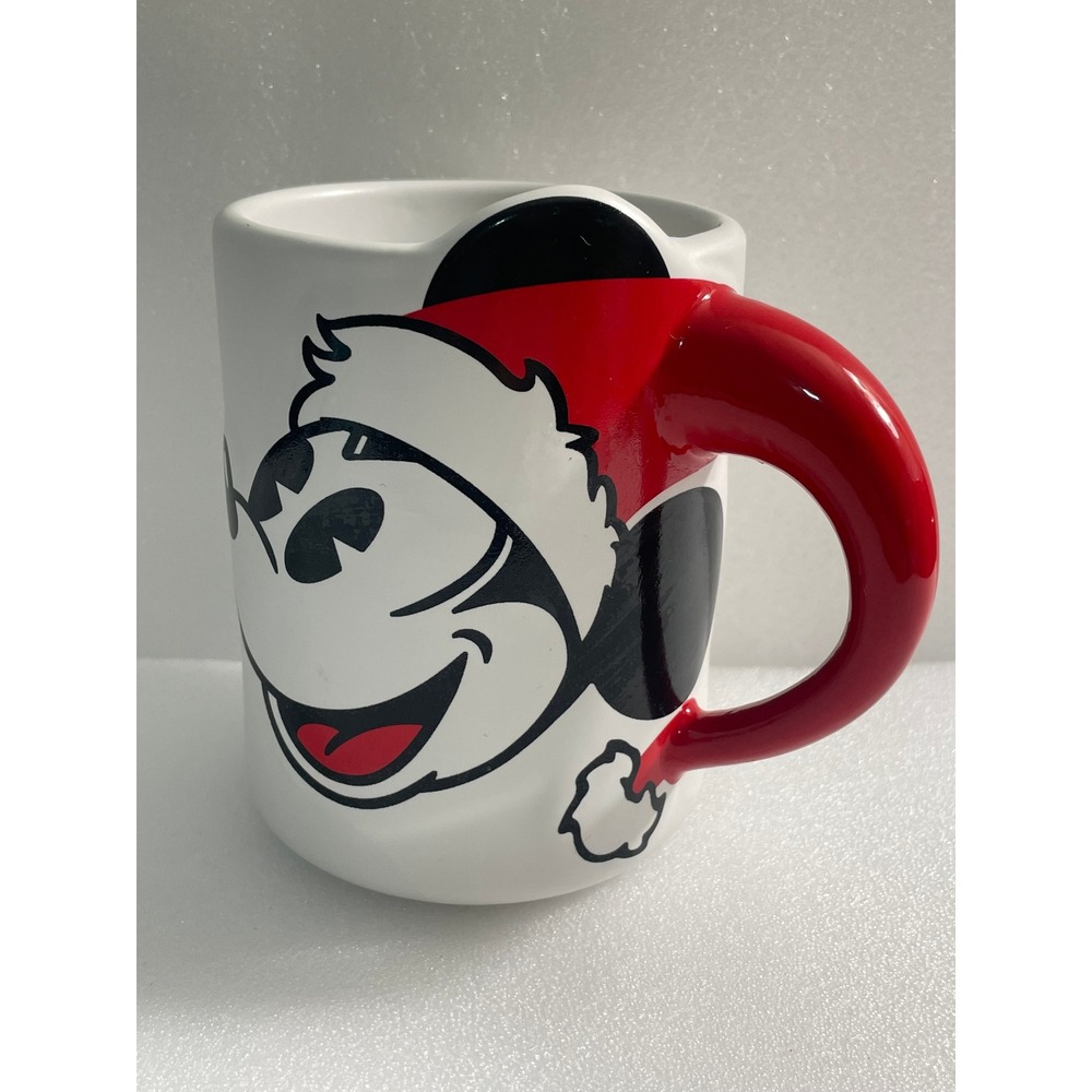 Disney Hallmark Mickey Mouse Santa Hat Christmas Coffee Mug Red Handle XKT1775